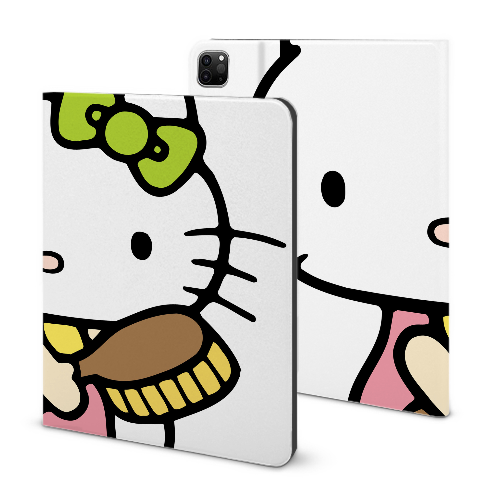 （画像用） Hello Kitty ハローキティ IPad ケース ブック型 PUレザー TPU 耐衝撃 軽量 薄型 ペン収納なし 全面保護 IPad 各モデル対応
